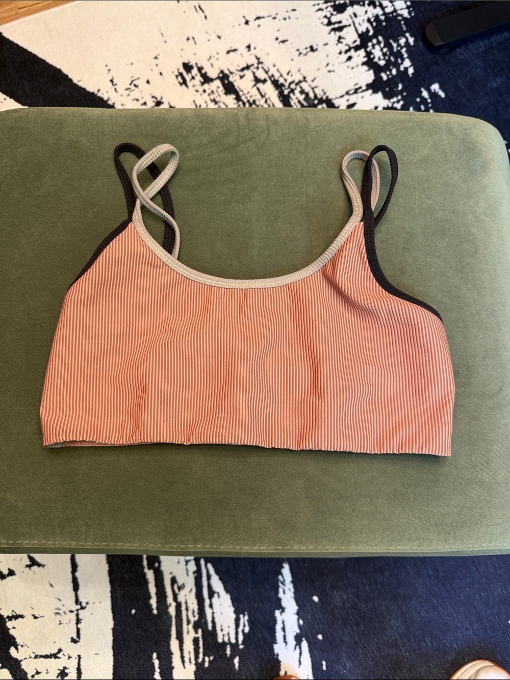 Ribbed Peach Bralette with Contrast Trim